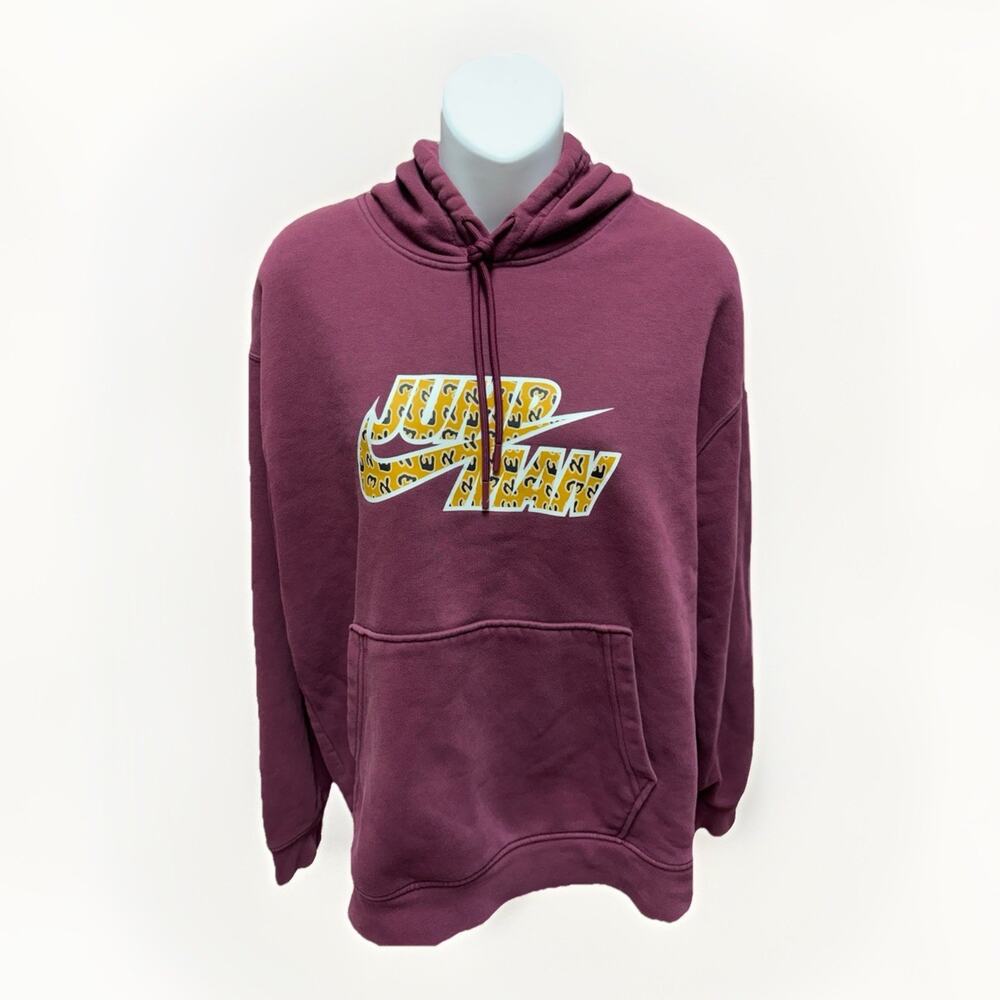 Nike Jordan Womens Hoodie Sweatshirt Size Medium Maroon Jumpman Graphic Pullover